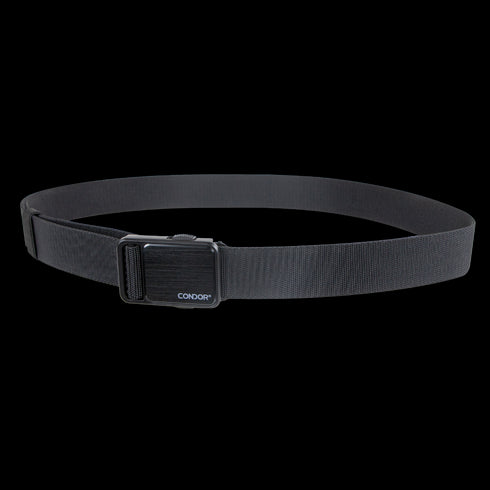 The Condor EDC Belt is a black tactical belt with a metal buckle, displayed against a white background—perfect for military and first responder use.